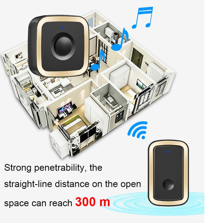 CACAZI A58 1 For 1 Smart Wireless Doorbell without Battery, Plug:UK Plug(Gold)