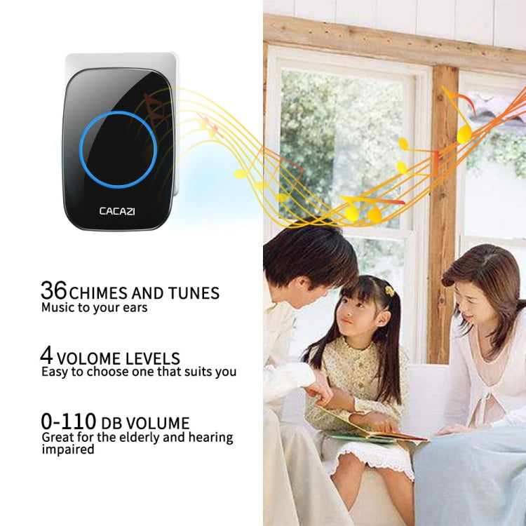 CACAZI H10 1 For 1 Wireless Smart Doorbell without Battery, Plug:US Plug(Black)