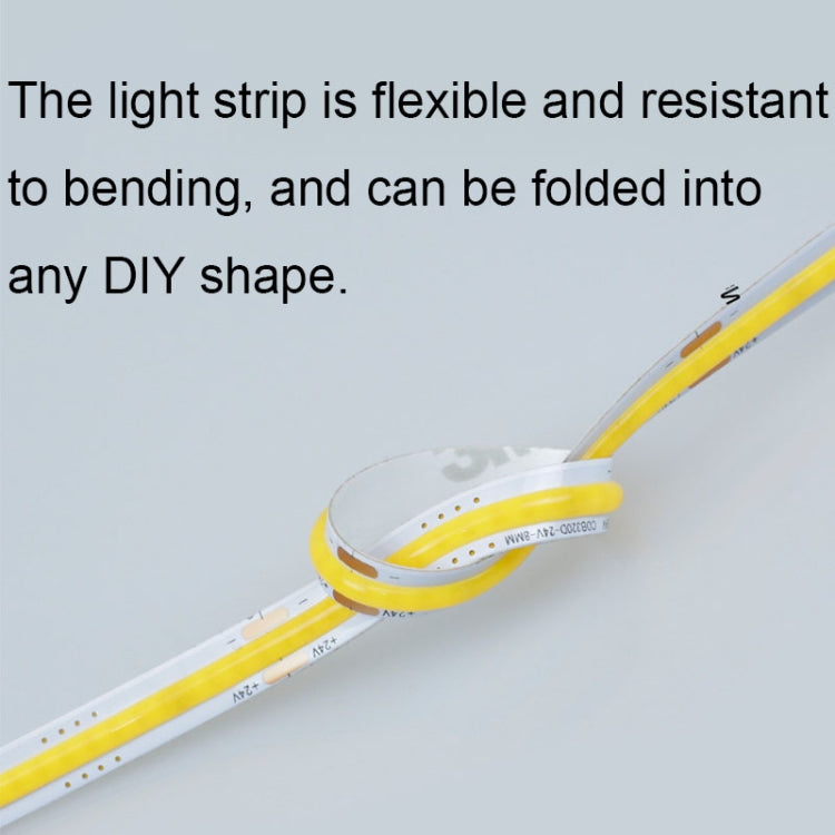 1m 24V 320 Beads 12W 8mm Wide COB Adhesive Decorative LED Light Strip, Style: Ice Blue(Color Monochromatic)