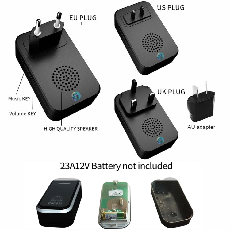 CACAZI Home Smart Digital Wireless Doorbell Remote Electronic Doorbell Elderly Pager, Style: UK Plug(White)