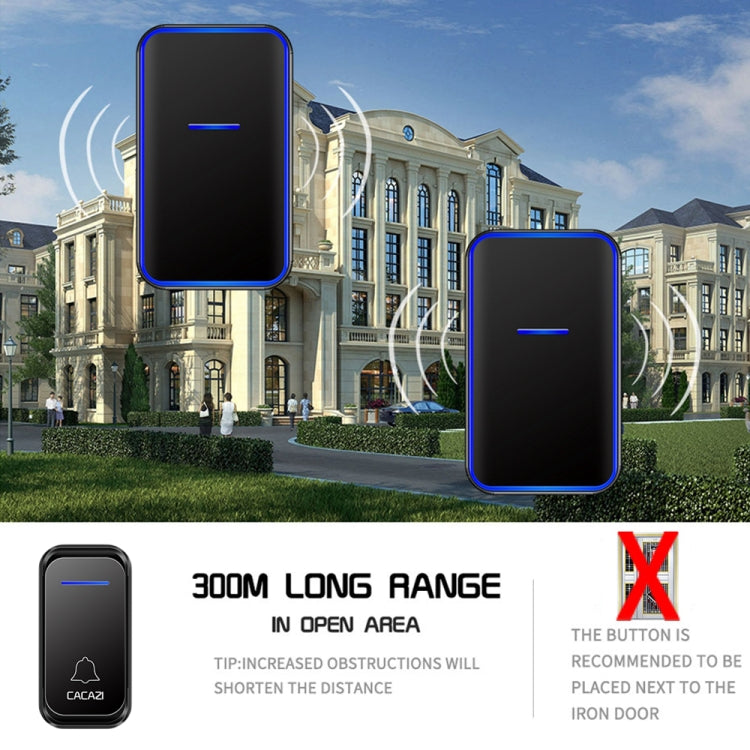 CACAZI Home Smart Digital Wireless Doorbell Remote Electronic Doorbell Elderly Pager, Style: UK Plug(Black)
