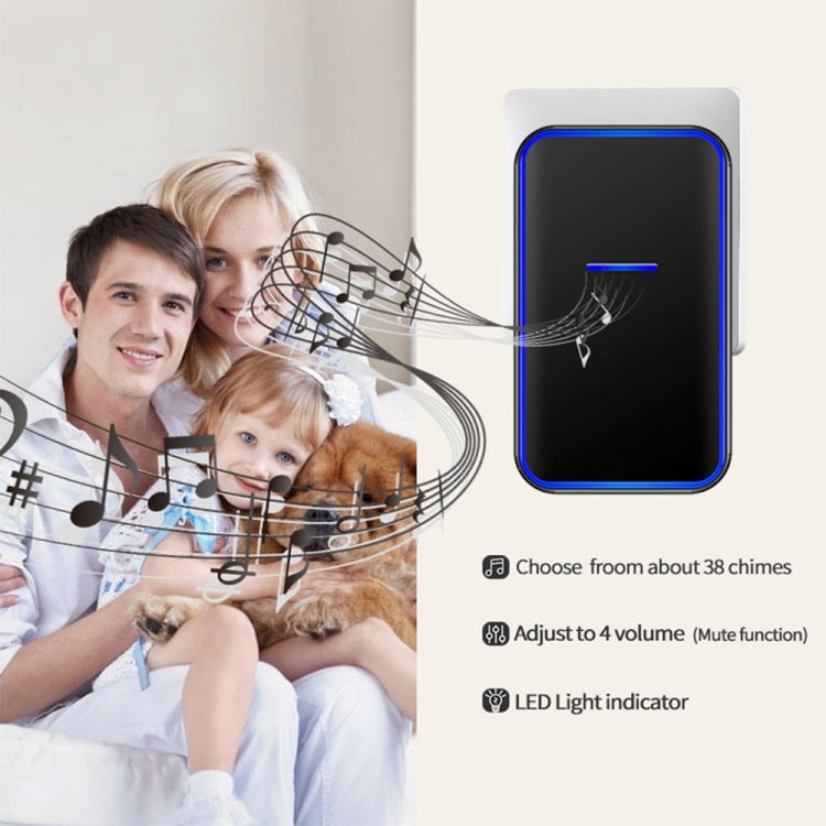 CACAZI Home Smart Digital Wireless Doorbell Remote Electronic Doorbell Elderly Pager, Style: EU Plug(White)