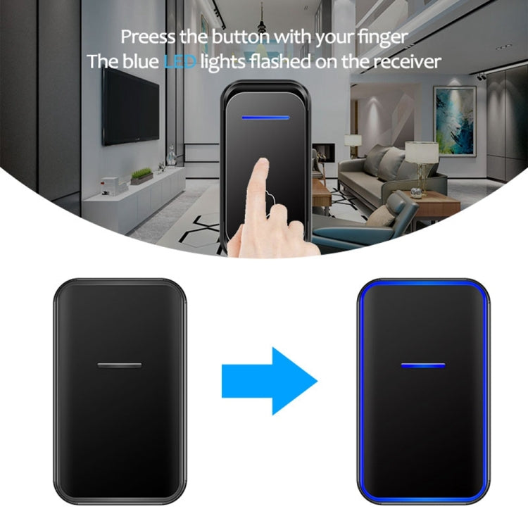 CACAZI Home Smart Digital Wireless Doorbell Remote Electronic Doorbell Elderly Pager, Style: UK Plug(Black)