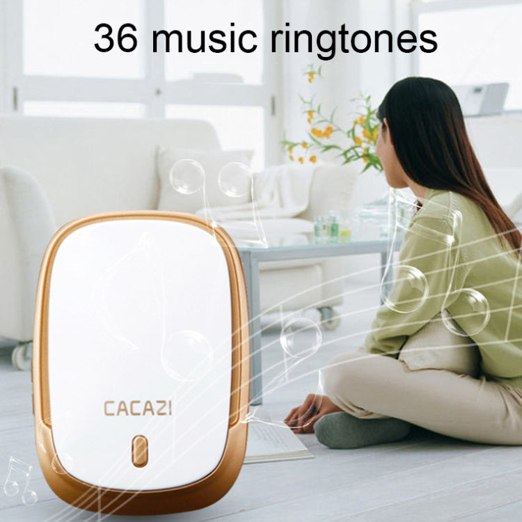 CACAZI Smart Waterproof Music Wireless Doorbell Multifunctional Pager, Style: UK Plug(Black)