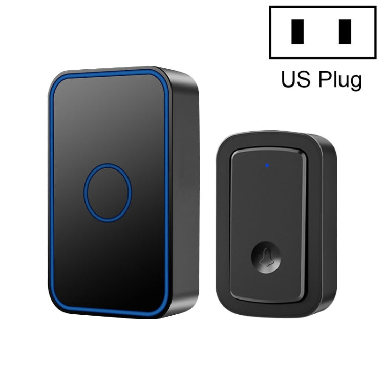 CACAZI A19 1 For 1 Wireless Music Doorbell without Battery, Plug:US Plug(Black)