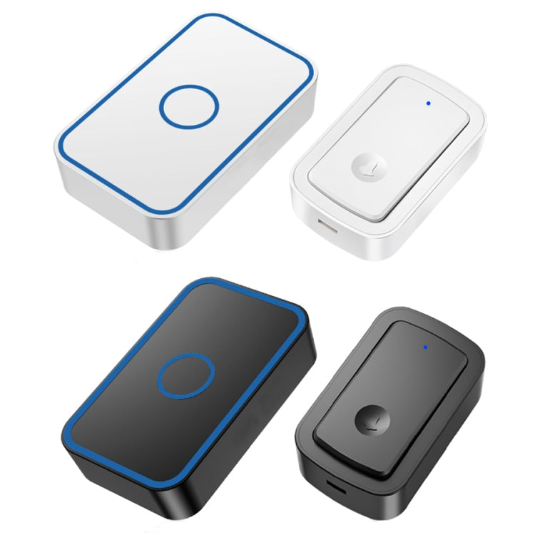 CACAZI A19 1 For 1 Wireless Music Doorbell without Battery, Plug:EU Plug(Black)