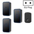 CACAZI  A19 1 For 3  Wireless Music Doorbell without Battery, EU Plug(Black)