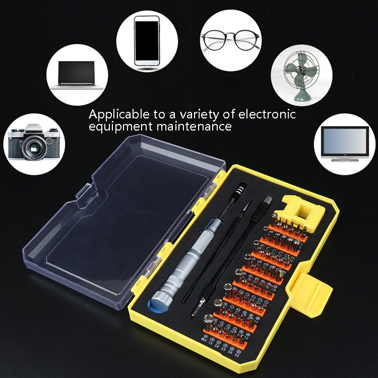 Obadun 9802B 52 in 1 Aluminum Alloy Handle Hardware Tool Screwdriver Set Home Precision Screwdriver Mobile Phone Disassembly Tool(Yellow Box)