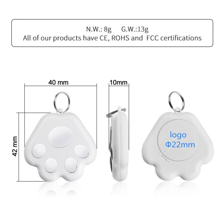 2 PCS HYC-09 Dog Paw Bluetooth Anti-Lost Device Pet Tracking Locator Keychain Smart Search Two-Way Alarm(Light Blue)
