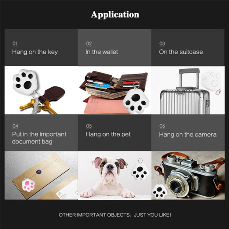2 PCS HYC-09 Dog Paw Bluetooth Anti-Lost Device Pet Tracking Locator Keychain Smart Search Two-Way Alarm(Dark Gray)