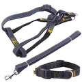BG-Q1025 Leash+Chest Strap+Collar Thickened Strong Denim Pet Dog Leash Set, Size: XL(Black)