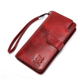 BULL CAPTAIN 028 Long Buckle Retro Cowhide Multi-Function Wallet (Red)