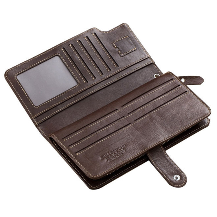 BULL CAPTAIN 028 Long Buckle Retro Cowhide Multi-Function Wallet (Yellow Brown)