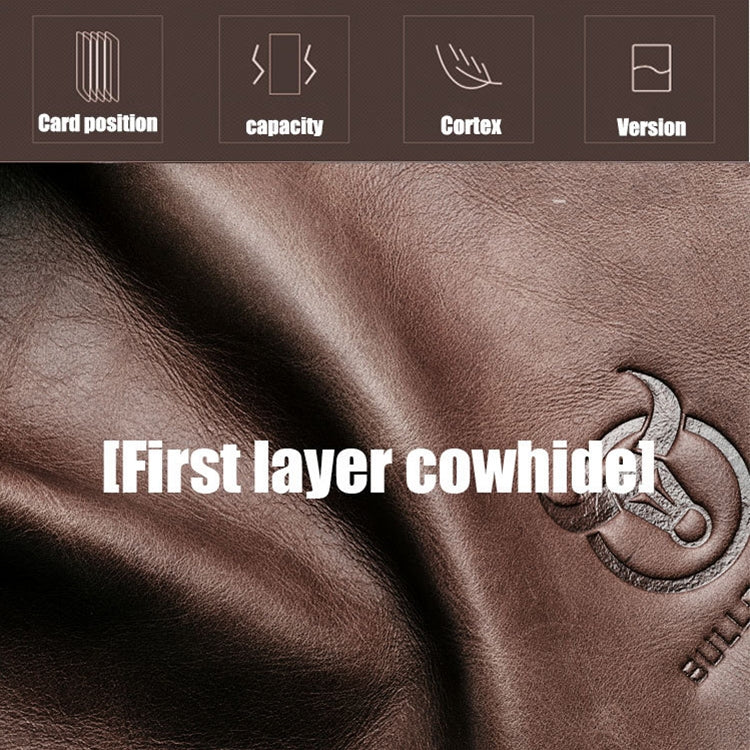 BULL CAPTAIN 028 Long Buckle Retro Cowhide Multi-Function Wallet (Yellow Brown)