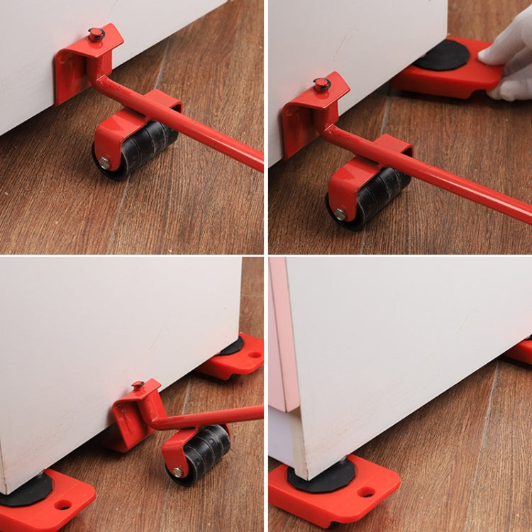 CY-0102 5 in 1 Household Moving Bed Heavy Object Moving Pulley Furniture Shifter Multifunctional Carrier, Model: Red (150KG)
