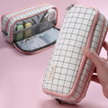 Angoo Double-Open Multi-Layer Stationery Pencil Case Multifunctional Cosmetic Bag(Palm Black And White)