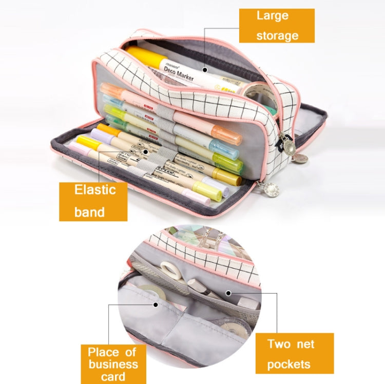 Angoo Double-Open Multi-Layer Stationery Pencil Case Multifunctional Cosmetic Bag(Palm Black And White)