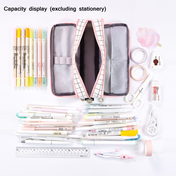 Angoo Double-Open Multi-Layer Stationery Pencil Case Multifunctional Cosmetic Bag(Palm Black And White)
