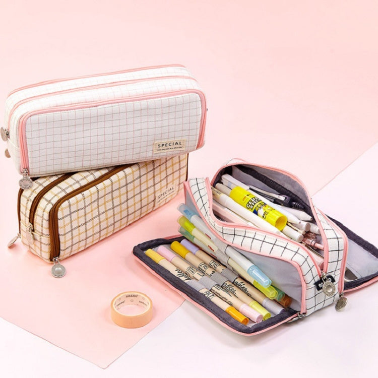 Angoo Double-Open Multi-Layer Stationery Pencil Case Multifunctional Cosmetic Bag(Palm Black And White)