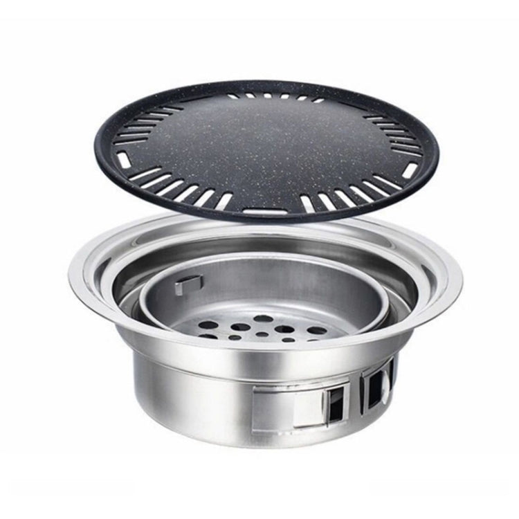Household Stainless Steel Charcoal Barbecue Stove Outdoor Camping Portable Charcoal Stove Set, Size: 35cm(Stove Body + Bakeware)