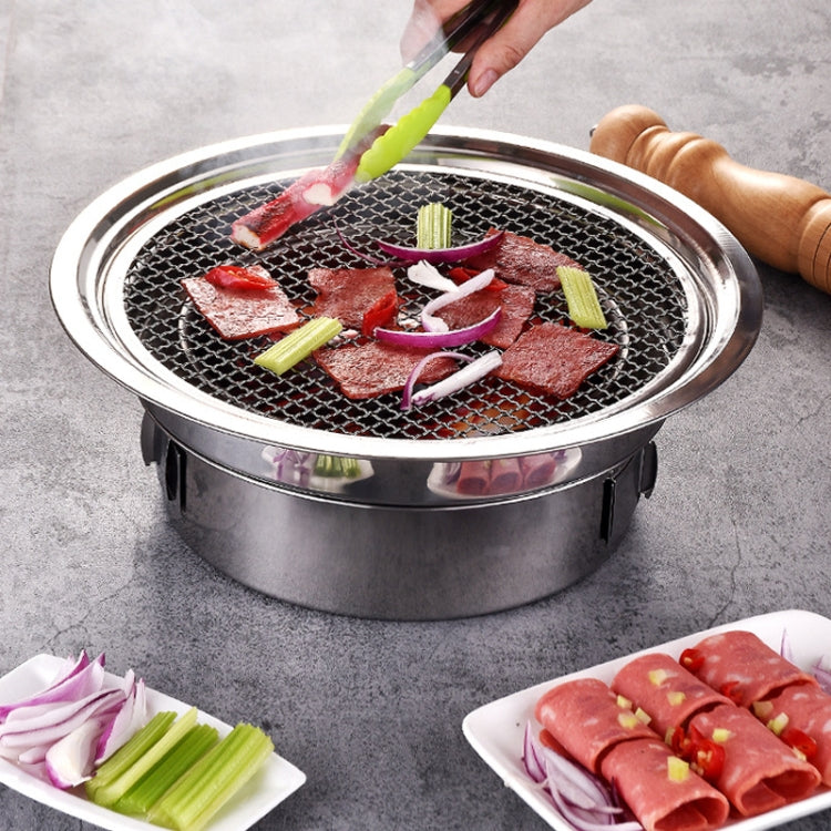 Household Stainless Steel Charcoal Barbecue Stove Outdoor Camping Portable Charcoal Stove Set, Size: 35cm(Stove Body + Bakeware)