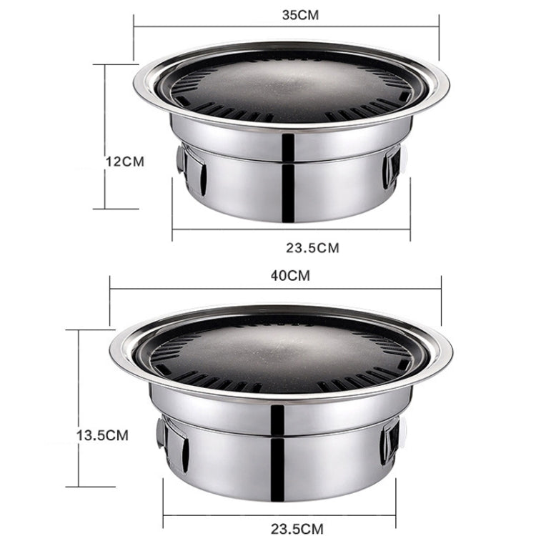 Household Stainless Steel Charcoal Barbecue Stove Outdoor Camping Portable Charcoal Stove Set, Size: 35cm(Stove Body + BBQ Net)