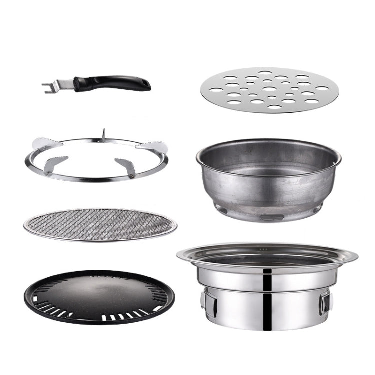 Household Stainless Steel Charcoal Barbecue Stove Outdoor Camping Portable Charcoal Stove Set, Size: 40cm(Complete Set)