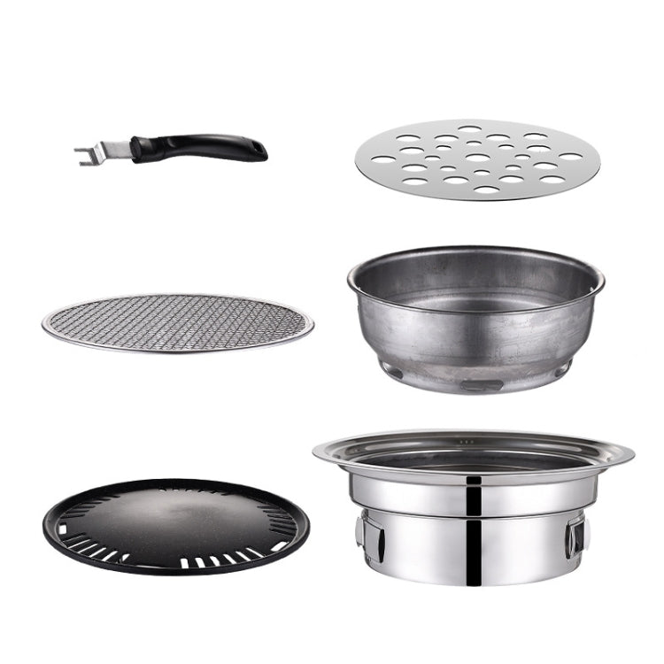 Household Stainless Steel Charcoal Barbecue Stove Outdoor Camping Portable Charcoal Stove Set, Size: 40cm(Complete Set without Grill)