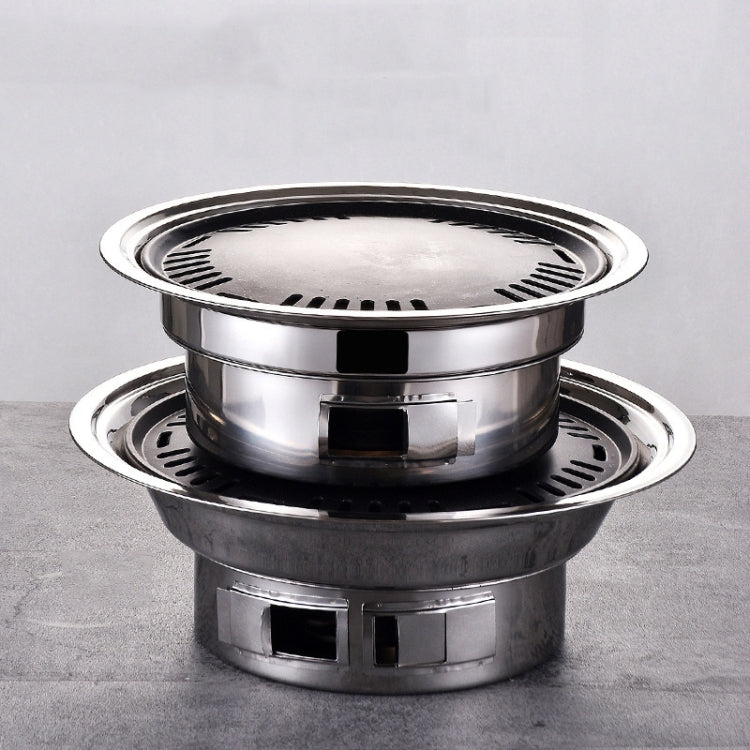 Household Stainless Steel Charcoal Barbecue Stove Outdoor Camping Portable Charcoal Stove Set, Size: 40cm(Stove Body + BBQ Net)