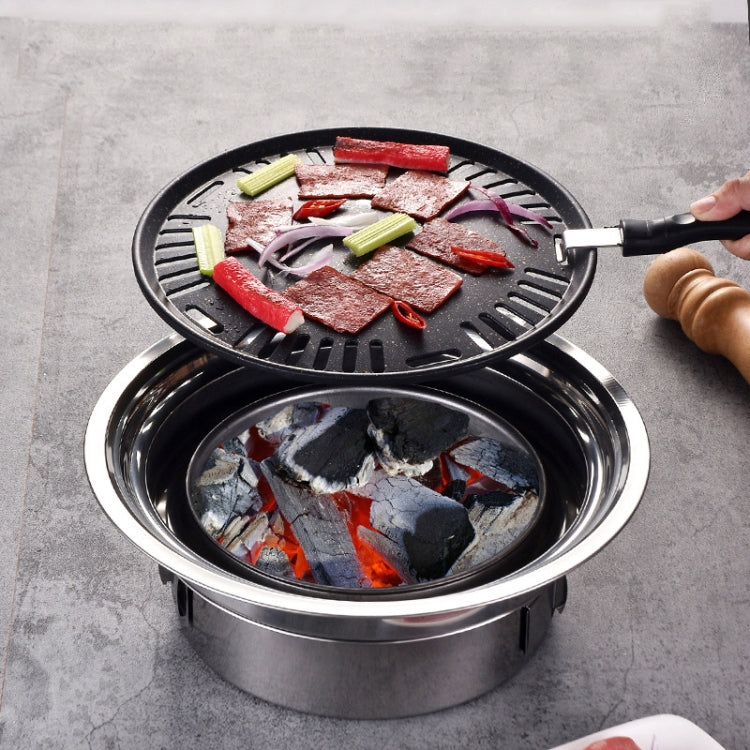 Household Stainless Steel Charcoal Barbecue Stove Outdoor Camping Portable Charcoal Stove Set, Size: 40cm(Stove Body + BBQ Net)