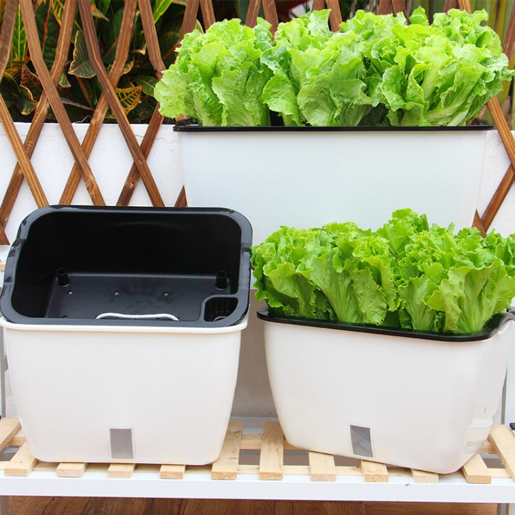 Family Balcony Rectangular Plastic Self-Absorbent Vegetable Growing Pot Flower Pot, Style: SC01 Extra Large Pot