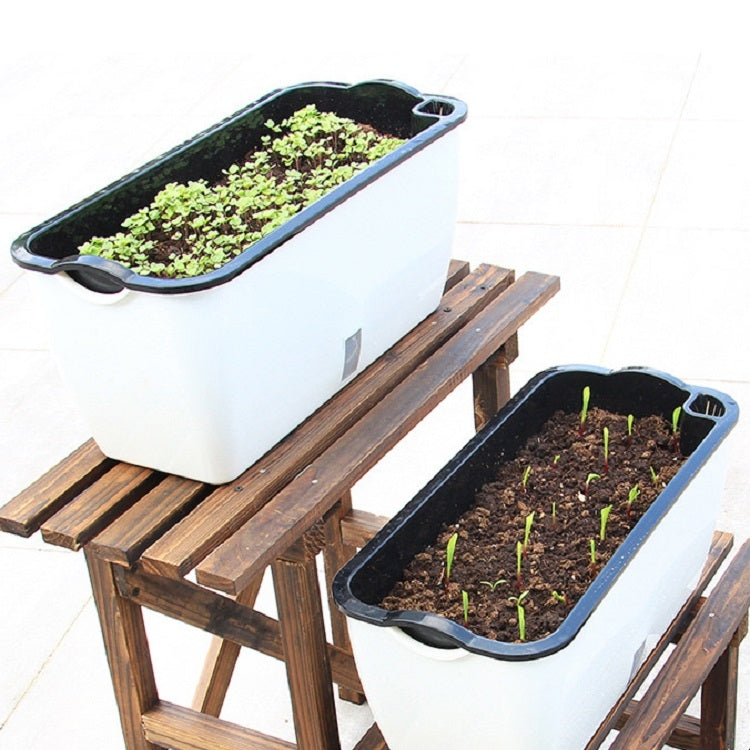 Family Balcony Rectangular Plastic Self-Absorbent Vegetable Growing Pot Flower Pot, Style: SC01 Extra Large Pot
