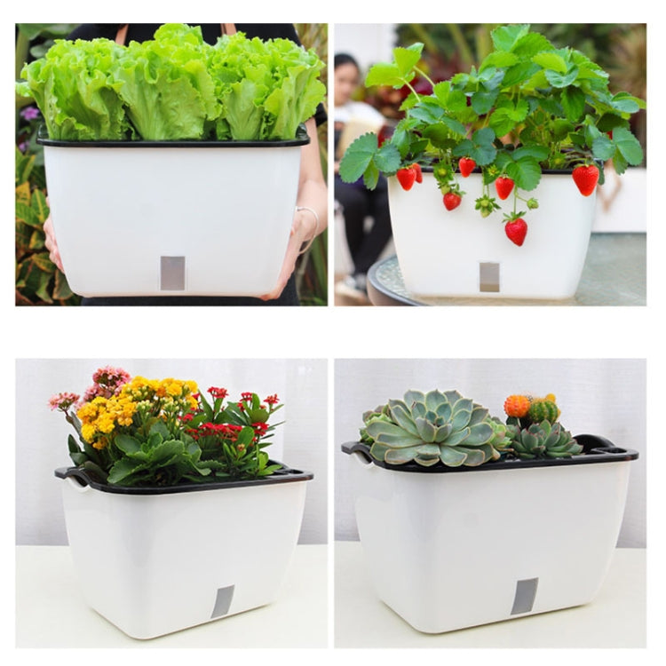 Family Balcony Rectangular Plastic Self-Absorbent Vegetable Growing Pot Flower Pot, Style: SC02 Big Pot