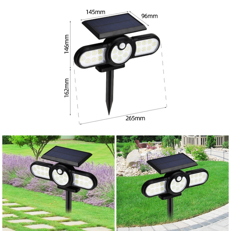 140 COB TG-TY080 3-Heads Rotatable Solar Wall Light Outdoor Waterproof Human Body Induction Garden Lawn Lamp
