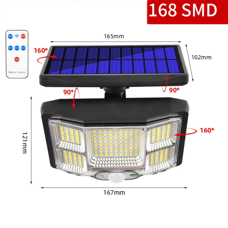 TG-TY085 Solar Outdoor Human Body Induction Wall Light Household Garden Waterproof Street Light wIth Remote Control, Spec: 168 LED  Integrated