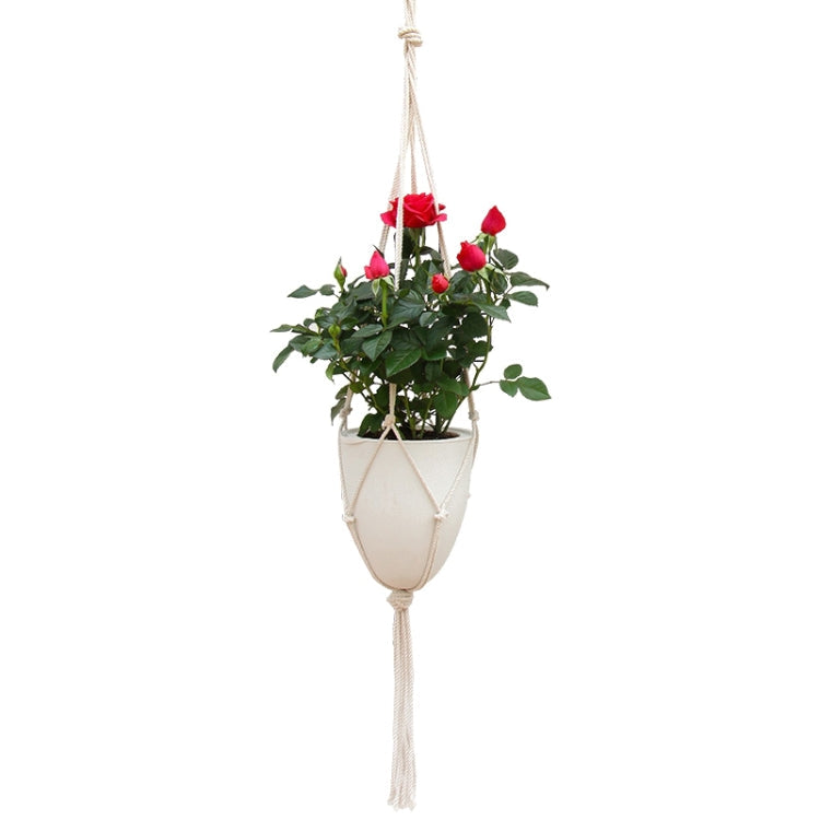 Handmade Hemp Rope Hanging Plastic Water Storage Flowerpot, Size: D09 Caliber 18.3cm