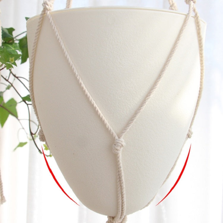 Handmade Hemp Rope Hanging Plastic Water Storage Flowerpot, Size: D09 Caliber 18.3cm