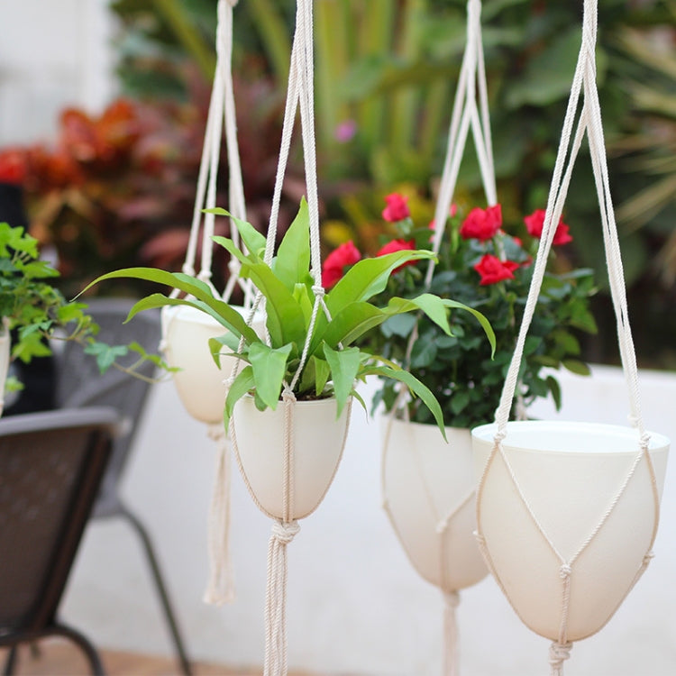 Handmade Hemp Rope Hanging Plastic Water Storage Flowerpot, Size: D09 Caliber 18.3cm
