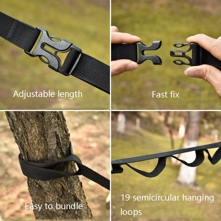 Outdoor Camping Tents Storage Clothesline 19 Ring Wild Camp Straps Lanyard, Length: 4.3m(Black)