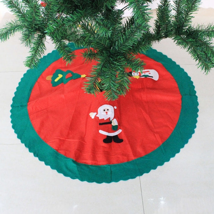 90cm Wavy Green Edge Christmas Tree Skirt Non-Woven Christmas Festival Decoration(Single Pattern, Pattern Random Delivery)