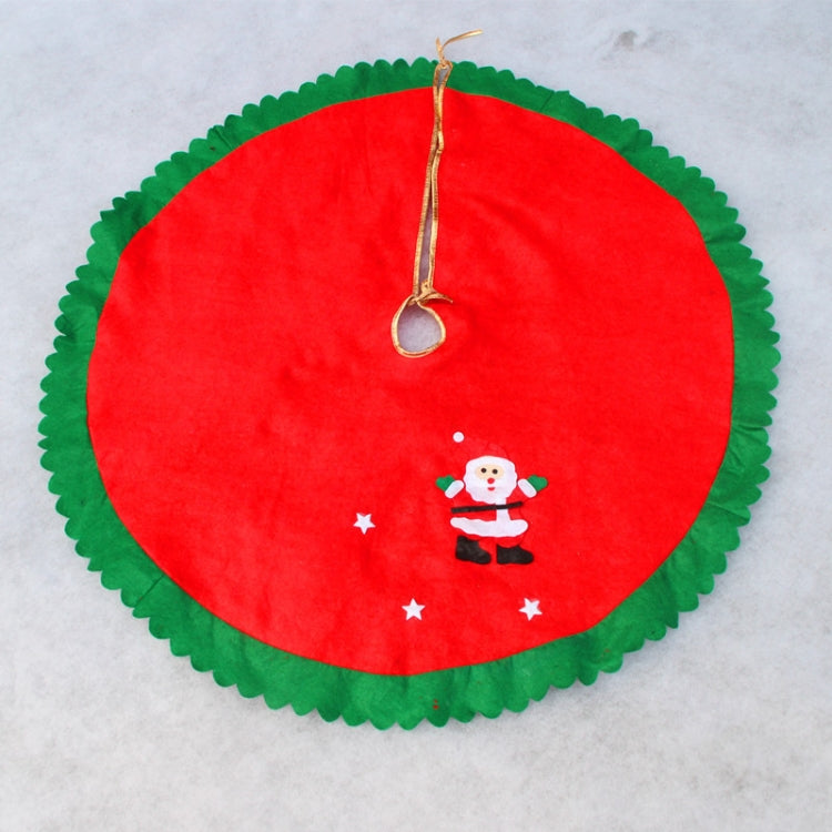 90cm Wavy Green Edge Christmas Tree Skirt Non-Woven Christmas Festival Decoration(Single Pattern, Pattern Random Delivery)