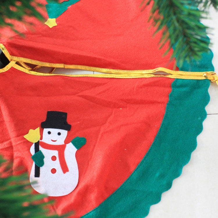 90cm Wavy Green Edge Christmas Tree Skirt Non-Woven Christmas Festival Decoration(Single Pattern, Pattern Random Delivery)