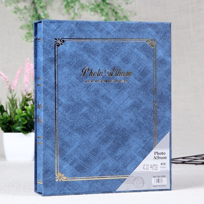 4D 200 Sheets 6 inch Album Book Boxed Retro Family Inserted Photo Album(Blue 9288)