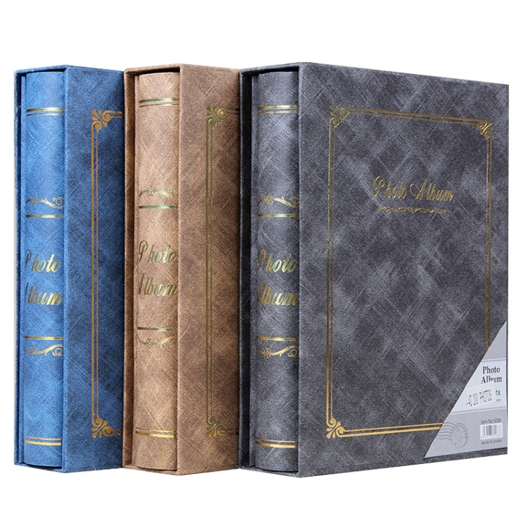 4D 200 Sheets 6 inch Album Book Boxed Retro Family Inserted Photo Album(Gray 9288)