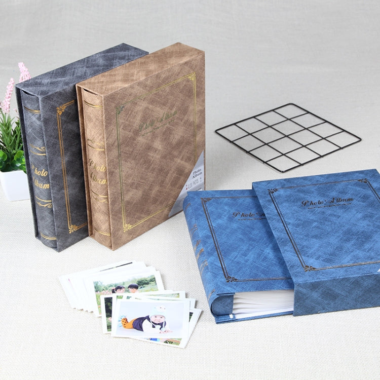 4D 200 Sheets 6 inch Album Book Boxed Retro Family Inserted Photo Album(Gray 9288)