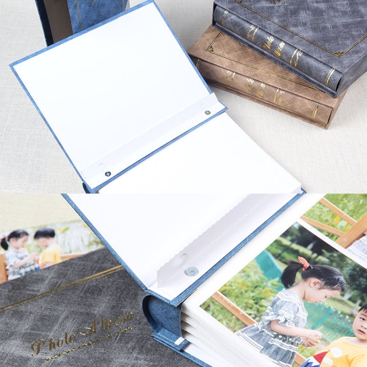 4D 200 Sheets 6 inch Album Book Boxed Retro Family Inserted Photo Album(Blue 9288)