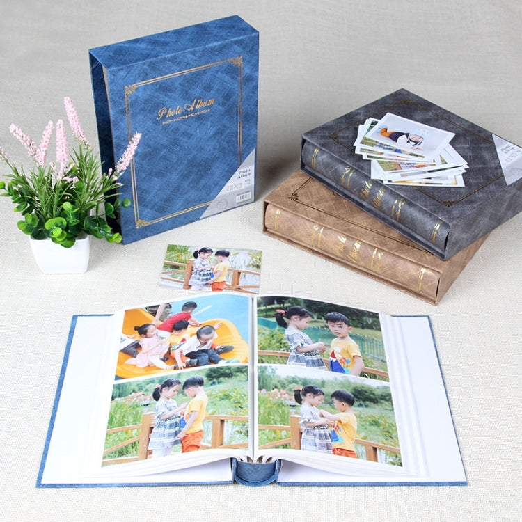 4D 200 Sheets 6 inch Album Book Boxed Retro Family Inserted Photo Album(Yellow 9288)