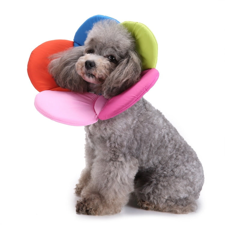 Pet Protection Collar Dog Flower Protection Collar, Specification: M(Rainbow)