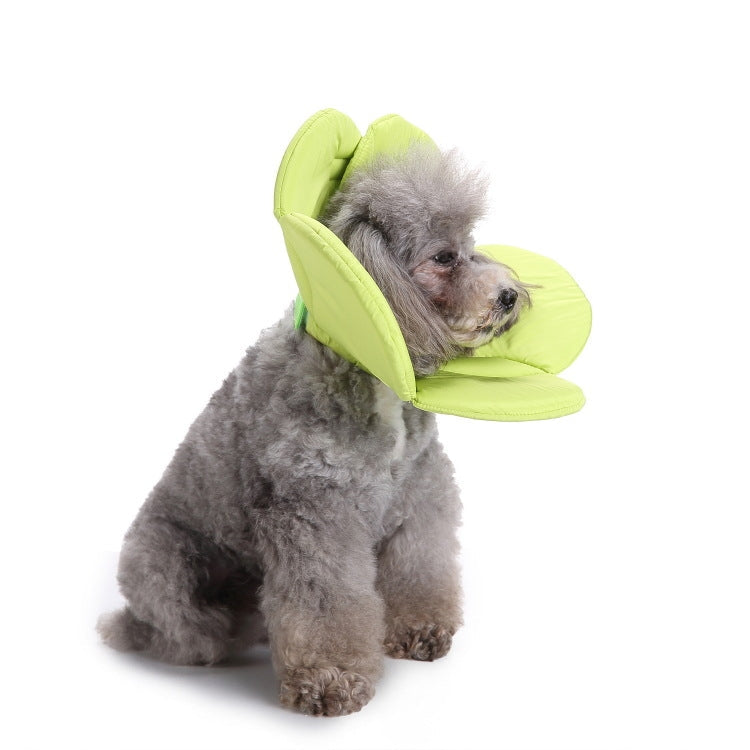 Pet Protection Collar Dog Flower Protection Collar, Specification: L(Green)