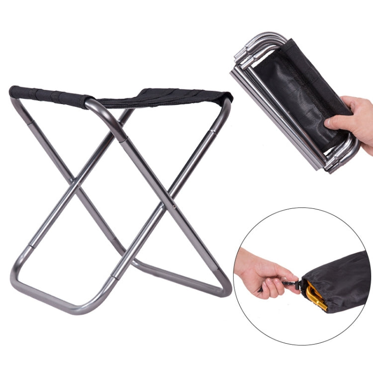 Outdoor Portable Camping Folding Chair 7075 Aluminum Alloy Fishing Barbecue Stool, Size: 24.5x22.5x27cm(Silver Gray)